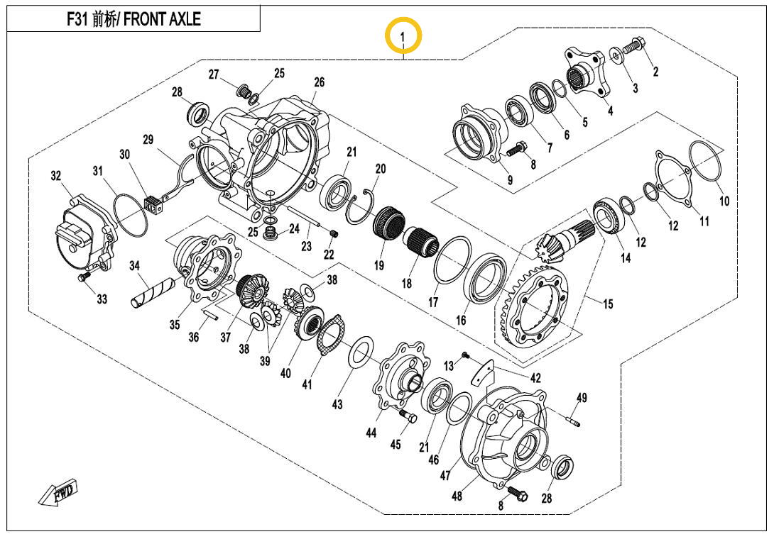 Diferencial spredaj - Cfmoto 450