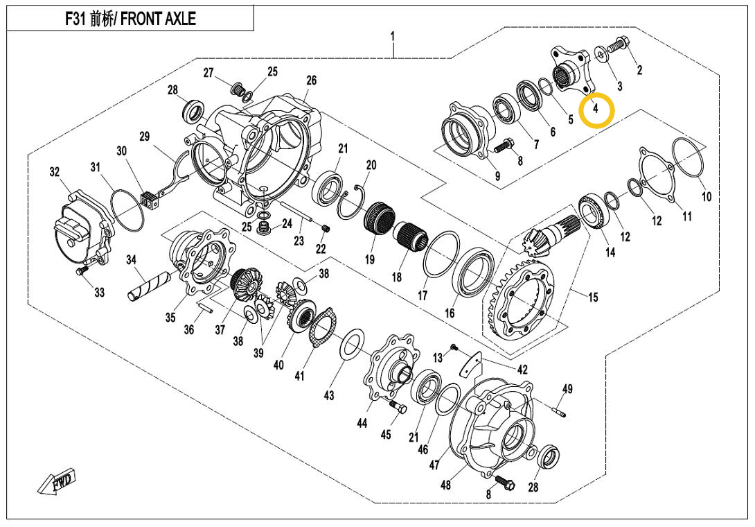 Diferencial spredaj - Cfmoto 450