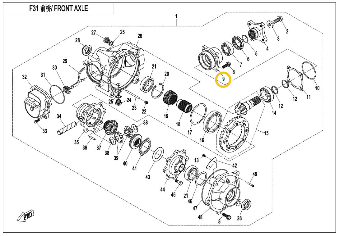Diferencial spredaj - Cfmoto 450