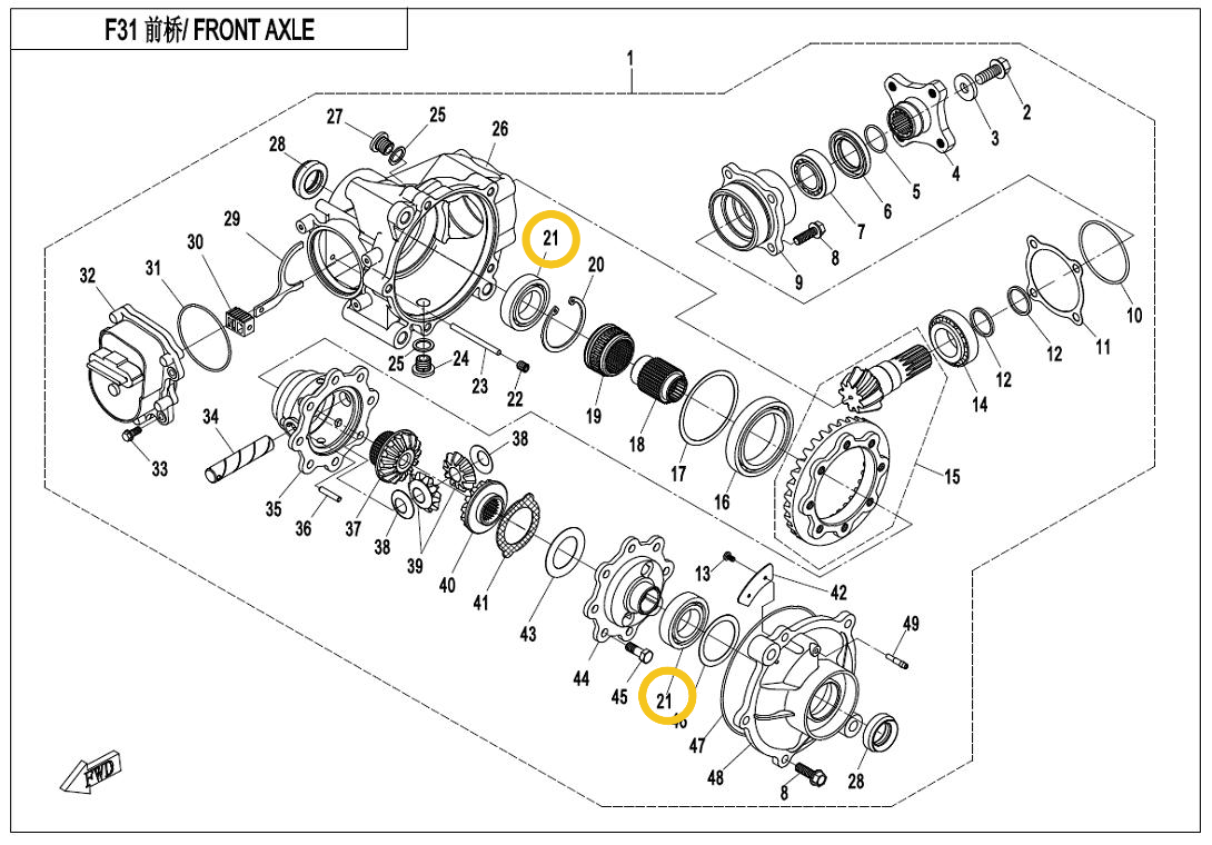 Diferencial spredaj - Cfmoto 450