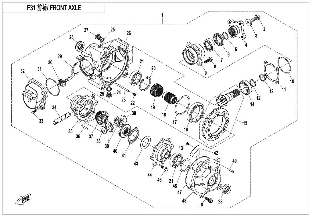 Diferencial spredaj - Cfmoto 450
