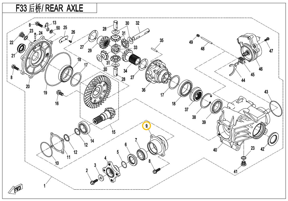 Diferencial zadaj - Cfmoto 450