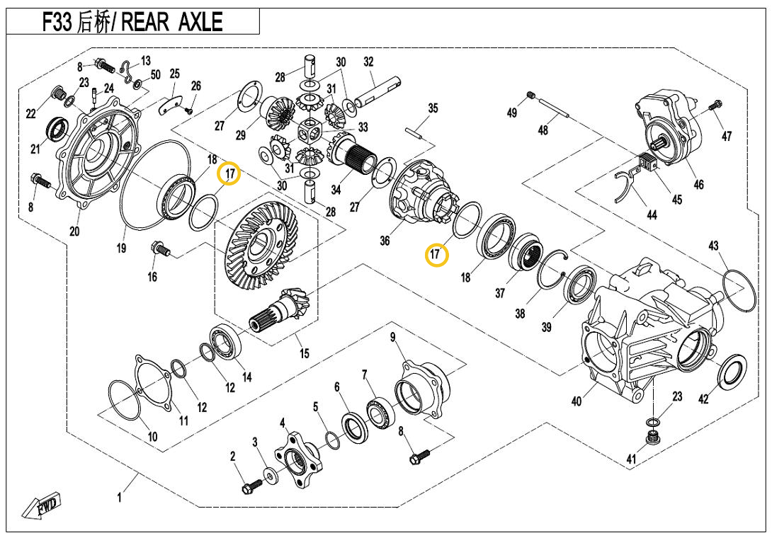 Diferencial zadaj - Cfmoto 450