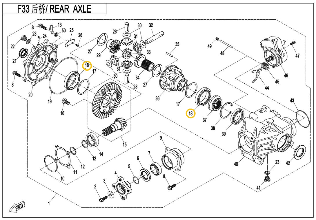 Diferencial zadaj - Cfmoto 450