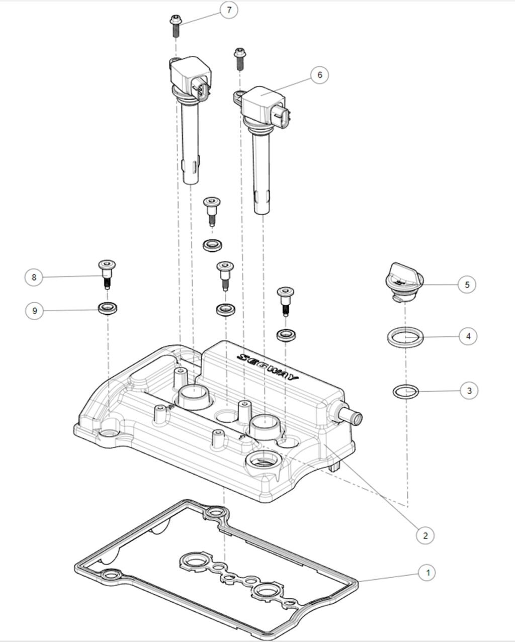 Pokrov glave cilindra + vžigalne tuljave
