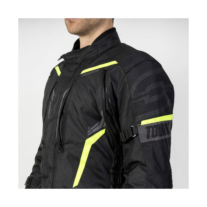 Motoristična jakna OZONE TOUR III Črna/Fluo - Moška