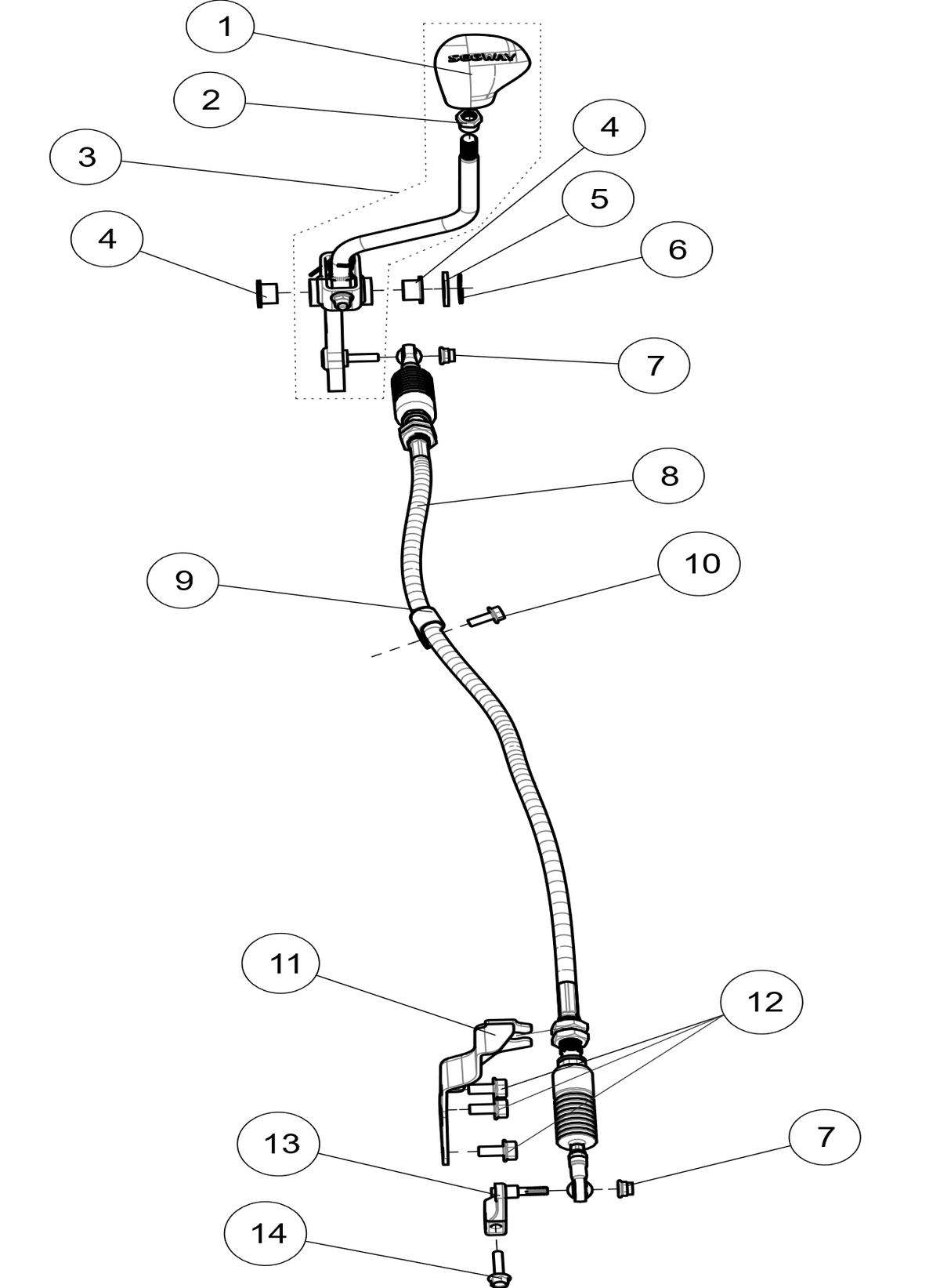 Tehnična shema: Sistem prestavljanja – Segway AT10