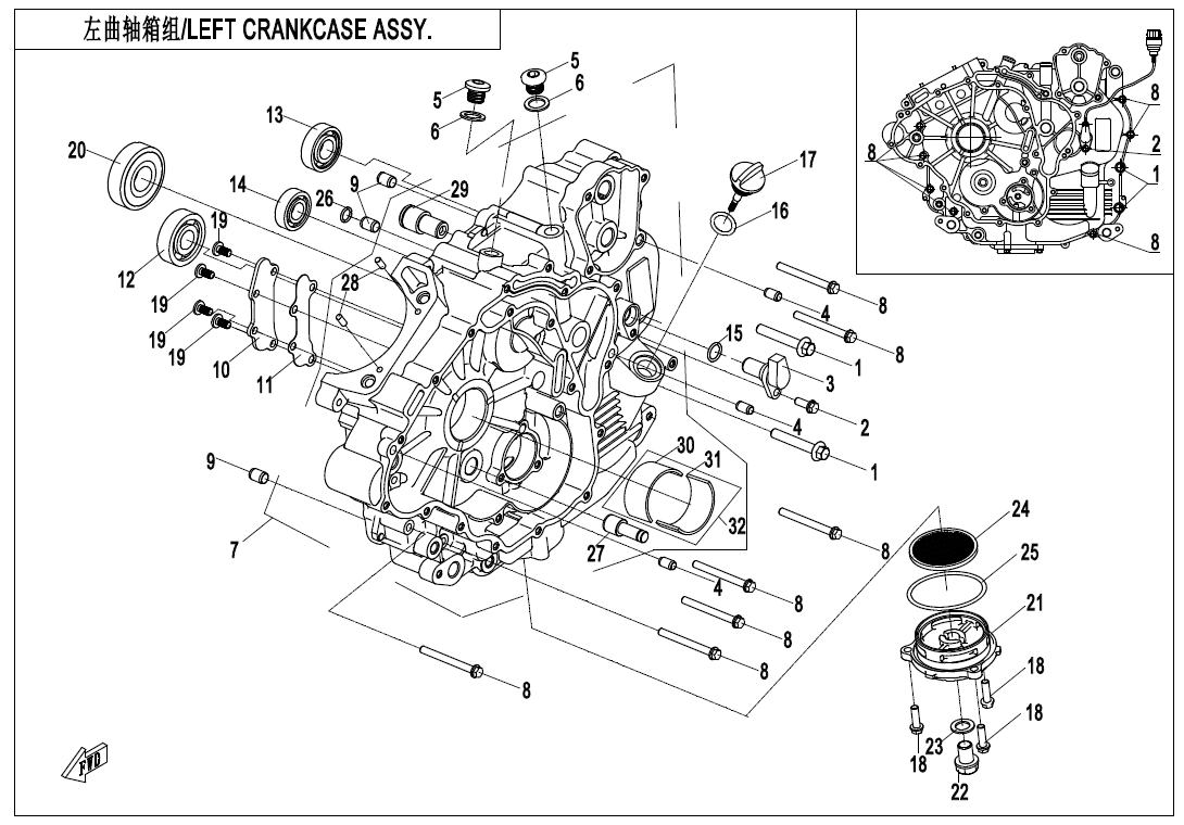 Levi blok motorja / CForce 450–520